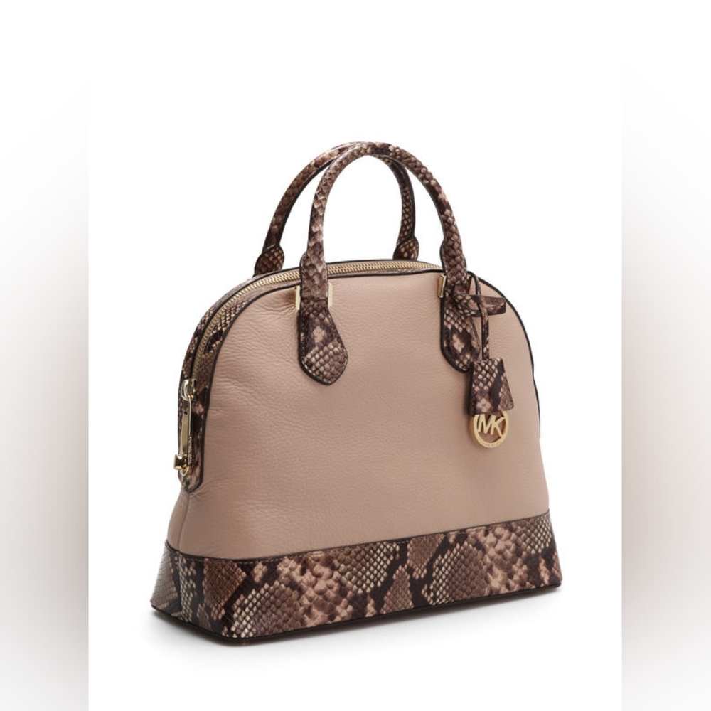 Michael Kors MK Designer Smythe Large leather Dome handbag purse Animal Print